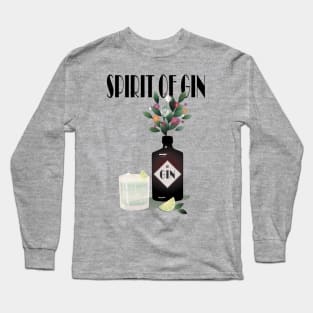 Gin Illustration | Gin Bottle with Flowers | For Gin Lovers Long Sleeve T-Shirt